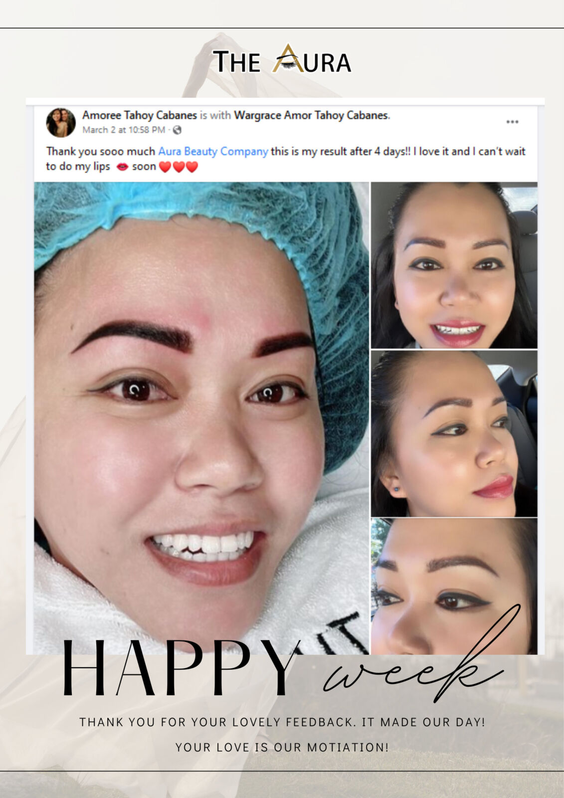 Client's feedback after Pixel Brows and PMU Eyeliners 2